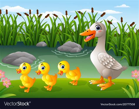 Cartoon duck family Royalty Free Vector Image - VectorStock