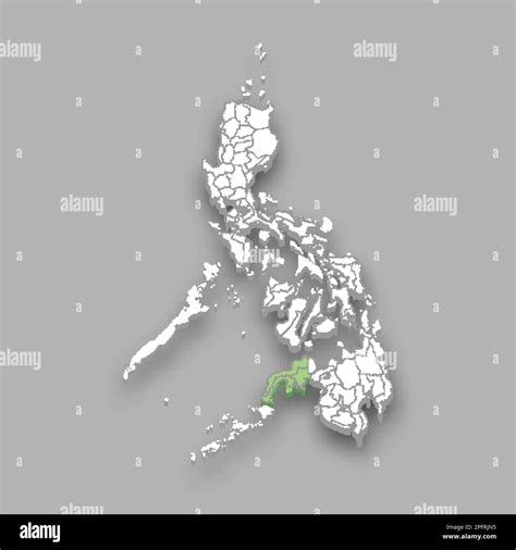 Zamboanga Peninsula region location within Philippines 3d isometric map ...