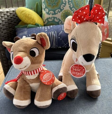 Rudolph The Red Nosed Reindeer & Clarice Plush Toy Set 10” Light Up Musical New - Other