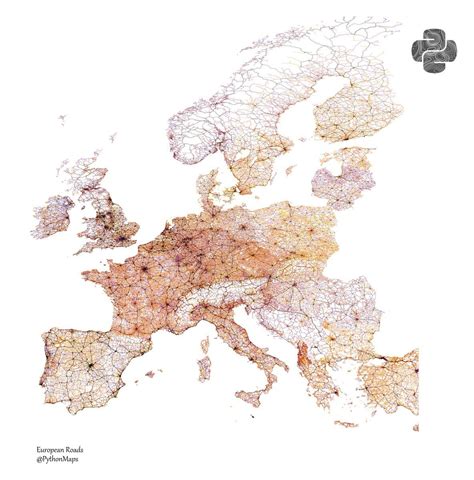 Roads of Europe. Shows all roads from highways... - Maps on the Web