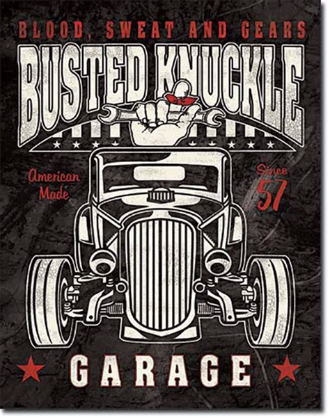 Metal Sign - Busted Knuckle Garage - Hot Rod, Metal Signs: Diecast ...