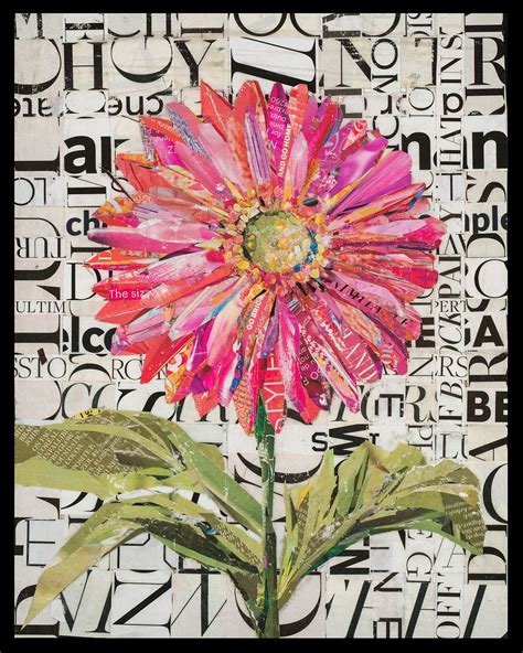 Gerbera Daisy 8x10 | Collage art, Paper collage art, Sewing art