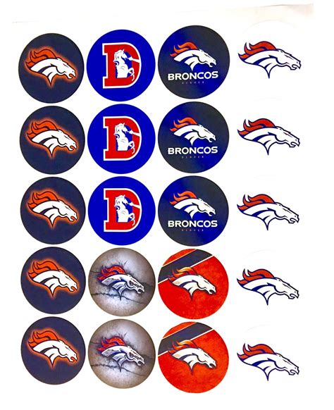 20- 2" DENVER BRONCOS Adhesive Stickers! For cupcake toppers - Sports ...