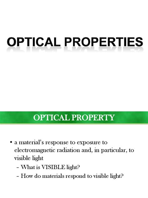 Optical Properties of Materials | PDF | Electromagnetic Radiation | Light