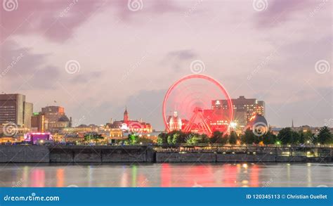 Long Exposure Shot - Night City View on the Old Port of Montreal ...