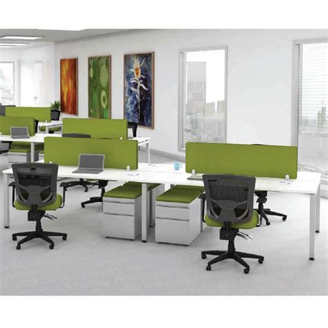 White Shared Open Plan Workstation - Office Furniture EZ