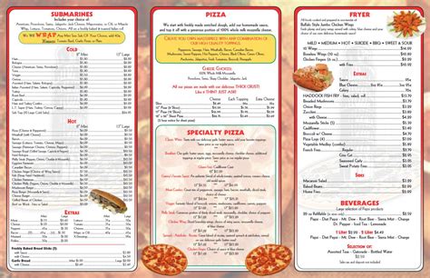 Menu at Leaning Tower pizzeria, Mount Morris