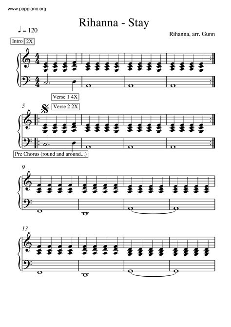 Rihanna-Stay Sheet Music pdf, - Free Score Download ★