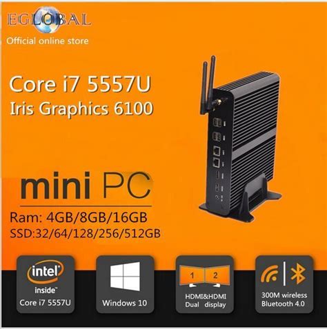 Online Shop 5th Gen Broadwell Low Power Intel Core I7 5557U 16GB RAM 256GB SSD Fanless Mini PC ...