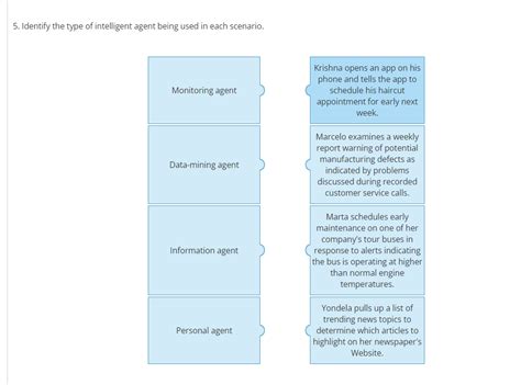 Solved 5. Identify the type of intelligent agent being used | Chegg.com