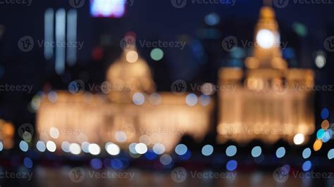 The Shanghai bund night view with the blurred lights effective at night ...