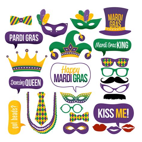 Mardi Gras Photo Booth Props Collection – Printable Instant Download ...