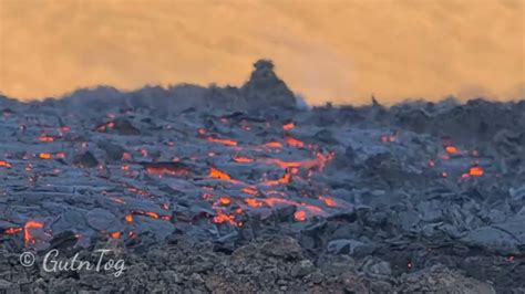 Basaltic lava-on-lava inflow - YouTube