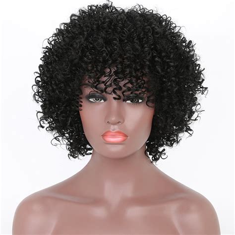 Short Curly Wigs Afro Kinky Curly Wigs for Black Women Heat Resistant ...