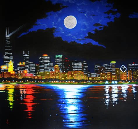 Chicago skyline Painting by Thomas Kolendra - Fine Art America