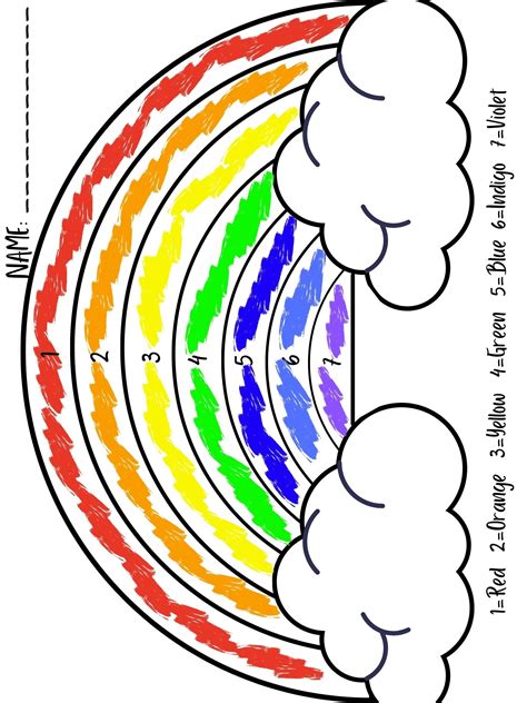 Color by Number Rainbow Worksheet /rainbow / Learn Your Colors/ PRINTABLE - Etsy