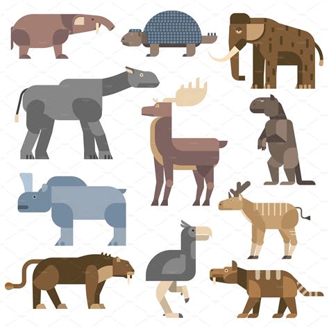 Ice age animals vector illustration ~ Illustrations ~ Creative Market