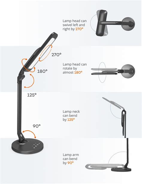 LED Desk Lamp 27 Fully Rotatable Dimmable with USB Charging Port | TaoTronics