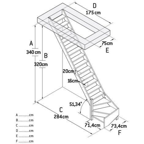 Escalier de Meunier avec quart de tour à droite 70 cm - Bois de Pin ...