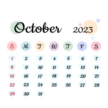 Calendar October 2023 PNG Transparent Images Free Download | Vector Files | Pngtree