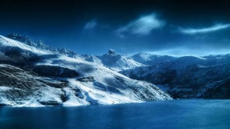 #snow #night #mountain #lake beautiful