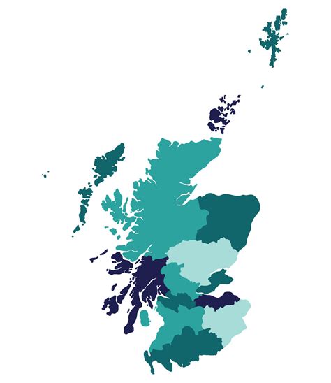 Scotland map. Map of Scotland in administrative regions in multicolor ...