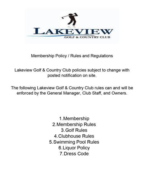 Membership Packet - Lakeview Golf and Country Club