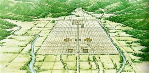 Birds eye view of Heiankyo (historic Kyoto) Heian Era, Heian Period ...