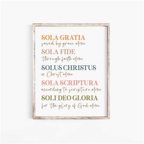 The 5 Solas Print Five Solas Print Reformed Theology Print - Etsy