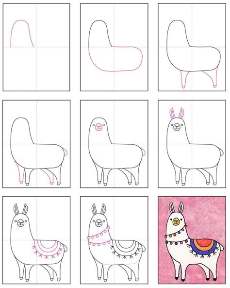 Easy How to Draw a Llama and Llama Coloring Page | Llama arts, Art drawings for kids, Kids art ...