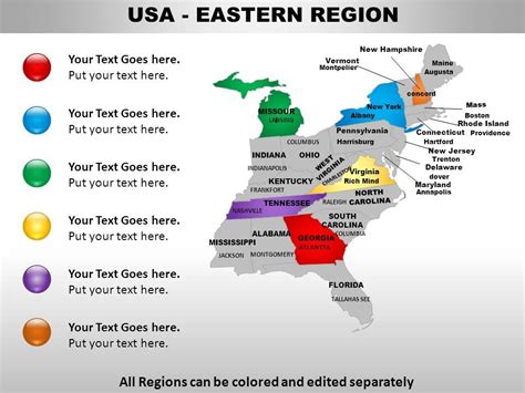 USA Eastern Region Country Powerpoint Maps | PowerPoint Shapes ...