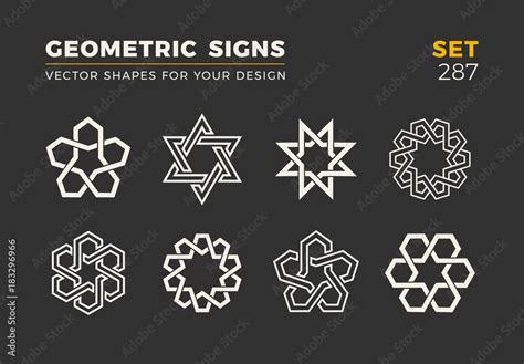 Set of eight minimalistic trendy shapes. Stylish vector logo emblems for Your design. Simple ...