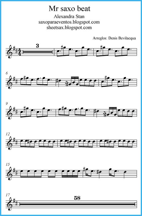 "Mr Saxo Beat" - Alexandra Stan score and track (Sheet music free) - Free sheet music for sax