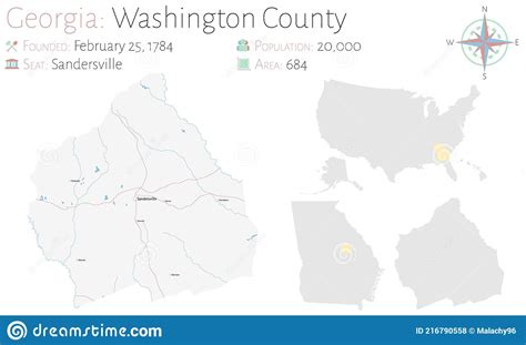 Map of Washington County in Georgia Stock Vector - Illustration of ...