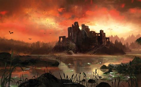 http://www.deviantart.com/art/Burning-Sky-644828078 | Fantasy landscape ...