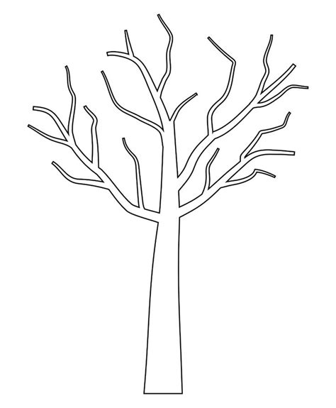 Tree with Branches Template | Tree drawing simple, Tree outline, Tree templates