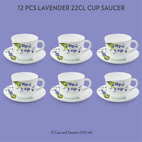 Buy Lavender Cup & Saucer Set 140 ml x 4 at Best Price Online in India - Borosil