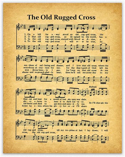 Buy The Old Rugged Cross Hymn Print Old Rugged Cross Hymnal Prints Hymn Wall Art Hymn Scripture ...