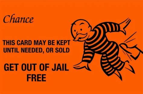 Monopoly Chance Card Get out of Jail Free 3.5 In STICKER Vinyl indoor ...