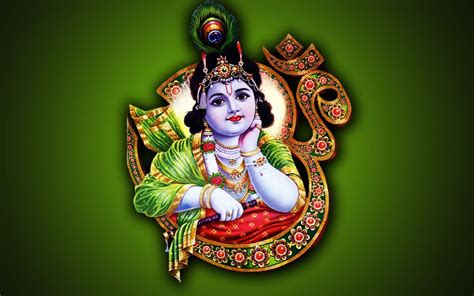 Download Shri Krishna Against Om Symbol Wallpaper | Wallpapers.com