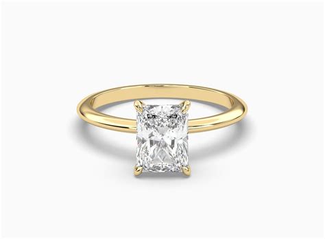 Classic Solitaire Radiant Cut Engagement Ring / Solid Gold Lab Grown ...