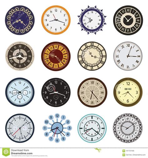 Clock Faces Different Design Circle And Arrows Numbers Index Watch Clockwise Arrows Numbers Dial ...