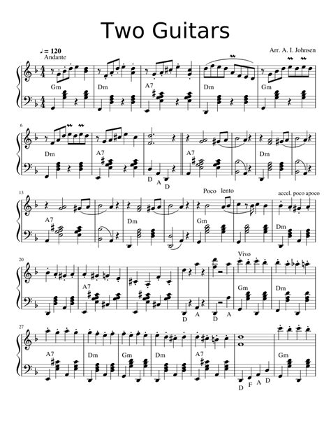 Two Guitars Sheet music for Piano (Solo) | Musescore.com