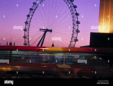 London Eye, London Bus Stock Photo - Alamy