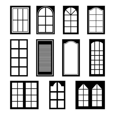 Premium Vector | Silhouette windows in set isolated on white background