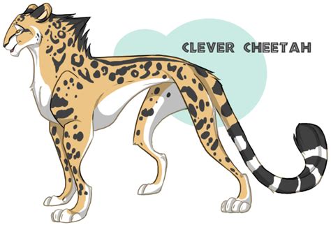 a cheetah is standing in front of a white background with the words clever cheetah on it