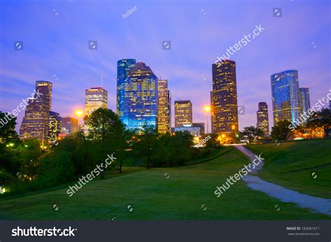 Houston Texas Modern Skyline Sunset Twilight Stock Photo 183081011 ...