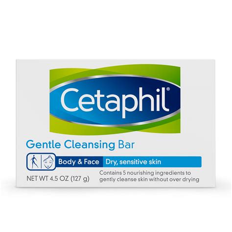 Cetaphil Dry Sensitive Skin Antibacterial Gentle Cleansing Bar, 4.5 OZ ...