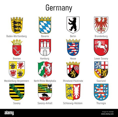 Wappen der Bundesländer, Alle deutschen Regionen Emblem Sammlung Stock ...