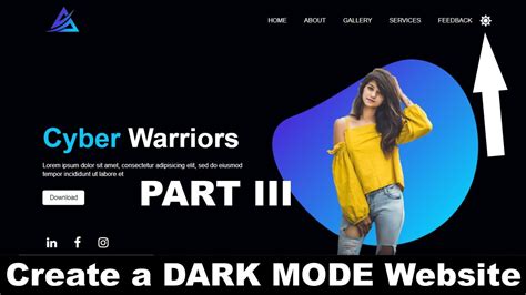 How To Make Website DARK MODE, Dark Theme Website Design Using HTML ...